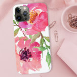 スタイリッシュガーリー水彩花模様 iPhone 12 PROケース<br><div class="desc">まかわいらしたフェミニン、このピ鮮やかンク水色の花の柄は、緑のtouchを加える流れる枝を持つ深いピンクの花のペアを特徴としている。それはあなたの電話にトレンディーとファッショナブルな外観を頭が切れる追加する。新しい携帯ケースを見せびらかす！</div>
