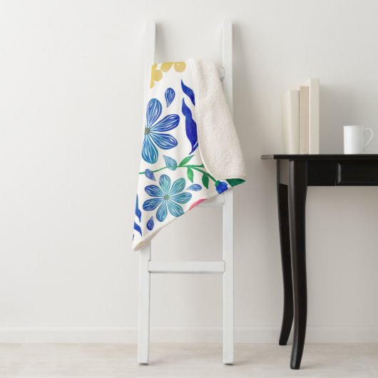 スタイリッシュガーリー花手絵を描デザイン シェルパブランケット (インサイチュ)