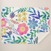 スタイリッシュガーリー花手絵を描デザイン シェルパブランケット (正面(横))