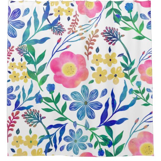 スタイリッシュガーリー花手絵を描デザイン シャワーカーテン (正面)