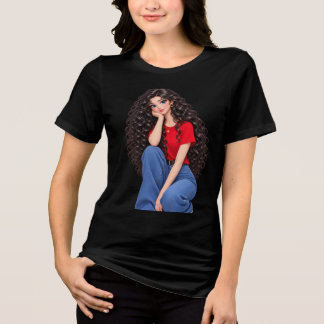 スタイリッシュガールアートの黒Tシャツ トライブレンドTシャツ