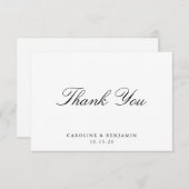 スタイリッシュクラシックスクリプトエレガントウェディングカスタム サンキューカード (正面/裏面)