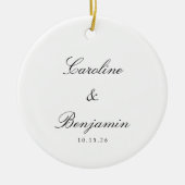 スタイリッシュクラシックスクリプトエレガントウェディングカスタム セラミックオーナメント (正面)