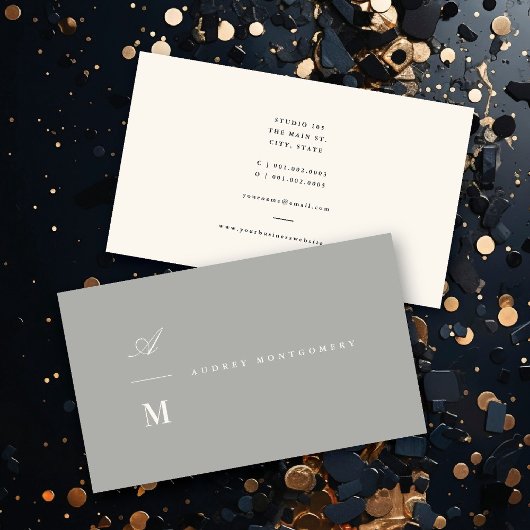 スタイリッシュクラシックダブルモノグラムミニマモダンリスト 名刺