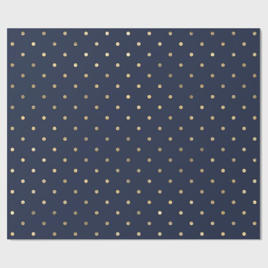 スタイリッシュクラシックネイビーブルー金ゴールド水玉模様 ラッピングペーパー (フラット)