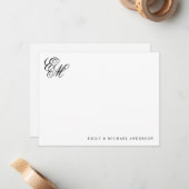 スタイリッシュクラシックモノグラムスクリプトカップル文房具 ノートカード (正面/裏面インサイチュ)