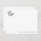 スタイリッシュクラシックモノグラムスクリプトカップル文房具 ノートカード (正面/裏面)