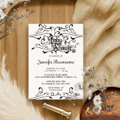 スタイリッシュクラシック黒レトロオーナメントベビーシャワー 招待状