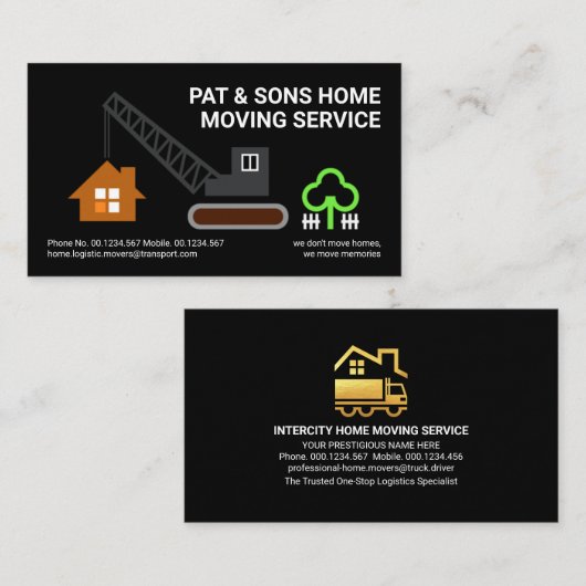 スタイリッシュクリエイティブクレーン移動宅配輸送 名刺 (正面/裏面)