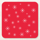 スタイリッシュクリスエレガントモダンススターかわいい赤 スクエアペーパーコースター (正面)