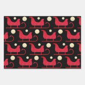 スタイリッシュクリスマスさくらんぼレッドグリッターそりドット ラッピングペーパーシート (正面)