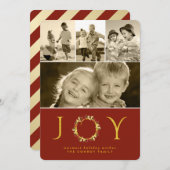 スタイリッシュクリスマスエレガント金ゴールドフローラリース シーズンカード (正面/裏面)