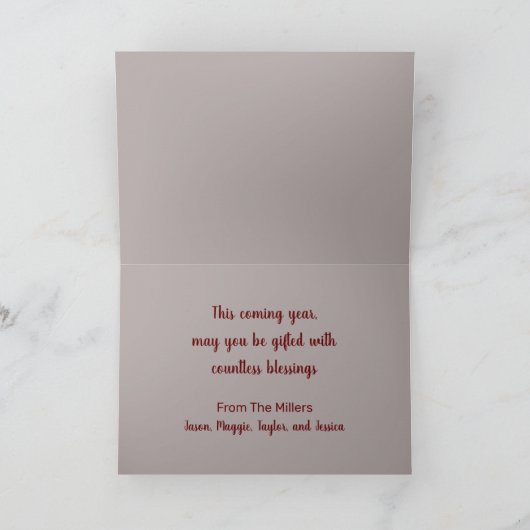 スタイリッシュクリスマスオーナメントホリデーカード シーズンカード (内部)