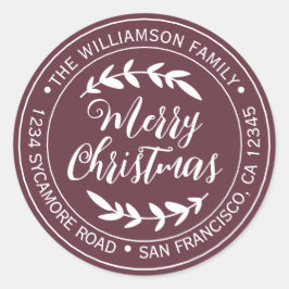 スタイリッシュクリスマスジョイ差出人住所ブルゴーニュ ラウンドシール