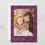 スタイリッシュクリスマスストライプの写真エレガントのみ シーズンカード (正面)