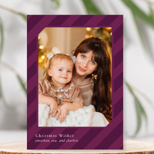 スタイリッシュクリスマスストライプの写真エレガントのみ シーズンカード