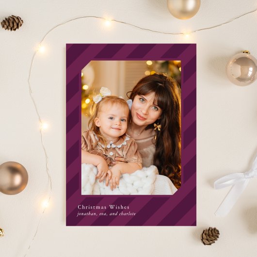 スタイリッシュクリスマスストライプの写真エレガントのみ シーズンカード