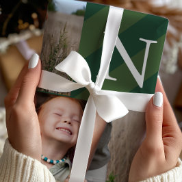 スタイリッシュクリスマスストライプフォトコラージホリデー ラッピングペーパー