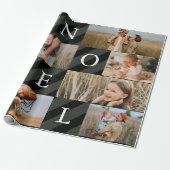 スタイリッシュクリスマスストライプフォトコラージホリデー ラッピングペーパー (アンロールド)