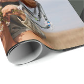 スタイリッシュクリスマスストライプフォトコラージホリデー ラッピングペーパー (ロールコーナー)