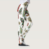 スタイリッシュクリスマスツリー宝石パターン白無地 レギンス (右)