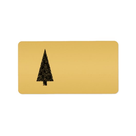 スタイリッシュクリスマスツリー黒と金ゴールド。 ラベル (正面)