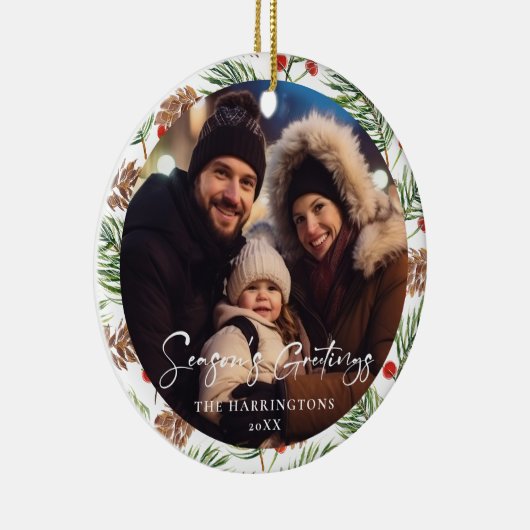 スタイリッシュクリスマスファミリー写真オーナメント セラミックオーナメント (右)