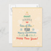 スタイリッシュクリスマスホリデーグリーティングタイポグラフィ シーズンポストカード (正面/裏面)