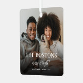 スタイリッシュクリスマスミニマルおもしろいカップル犬2の写真 メタルオーナメント (正面左)