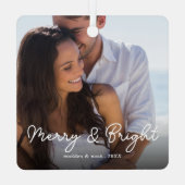 スタイリッシュクリスマスミニマルかわいいおもしろいカップルの写真 メタルオーナメント (裏面)