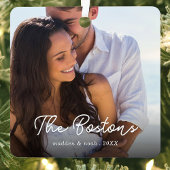 スタイリッシュクリスマスミニマルかわいいおもしろいカップルの写真 メタルオーナメント