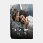 スタイリッシュクリスマスミニマルかわいいおもしろいカップル2枚の写真 メタルオーナメント (正面左)