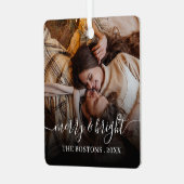 スタイリッシュクリスマスミニマルかわいいカップルの写真 メタルオーナメント (正面左)