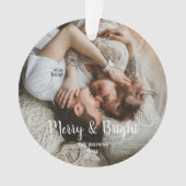 スタイリッシュクリスマスメリーの明るい家族の写真 オーナメント (正面)