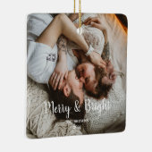 スタイリッシュクリスマスメリーの明るい家族の写真 セラミックオーナメント (右)