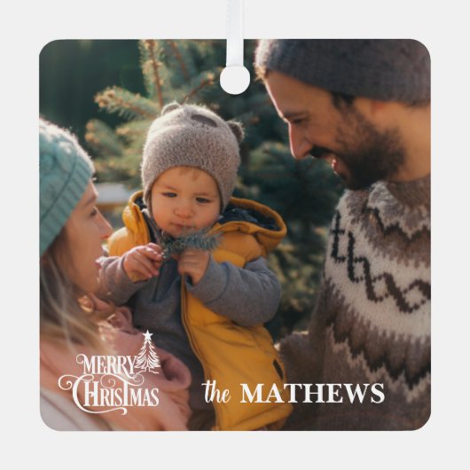 スタイリッシュクリスマス写真 メタルオーナメント (正面)