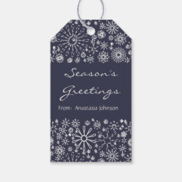 スタイリッシュクールフェスティバルのスノーフレーク渦巻模様 ギフトタグ