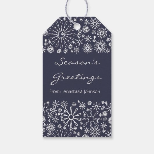 スタイリッシュクールフェスティバルのスノーフレーク渦巻模様 ギフトタグ (正面)