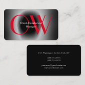 スタイリッシュグユニークレーブラックレッドモノグラム 名刺 (正面/裏面)