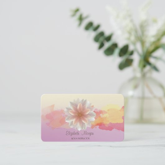 スタイリッシュグラデーション，水彩ブラシストローク蓮 名刺 (スタンド正面)