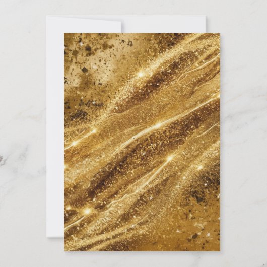 スタイリッシュグリッターデジタル金ゴールド40歳の誕生日 招待状 (裏面)