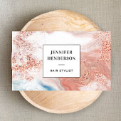 スタイリッシュグリッターピンクローズ金ゴールド&ブラックタイポグラフィ 名刺