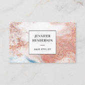 スタイリッシュグリッターピンクローズ金ゴールド&ブラックタイポグラフィ 名刺 (正面)