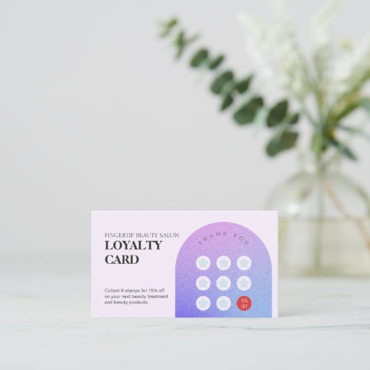 スタイリッシュグリッター美しいネイルサロンロイヤリティカード 名刺 (スタンド正面)