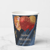 スタイリッシュグリッター&金ゴールド赤バルーン40歳の誕生日 紙コップ (裏面)