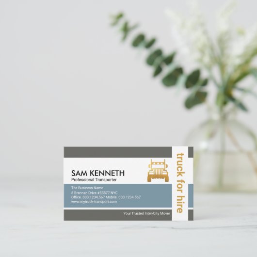 スタイリッシュグレーコラムセミトラック運転士 名刺 (スタンド正面)