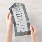 スタイリッシュグレーモダン抽象芸術絵画ズシック結婚ズ オールインワン招待状 (貼ってはがせる)