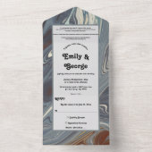 スタイリッシュグレーモダン抽象芸術絵画ズシック結婚ズ オールインワン招待状 (内側)