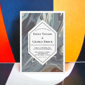 スタイリッシュグレーモダン抽象芸術絵画ズシック結婚ズ 招待状