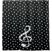 スタイリッシュコンテンポラリークレフ、 音符記号水玉模様 シャワーカーテン (正面)